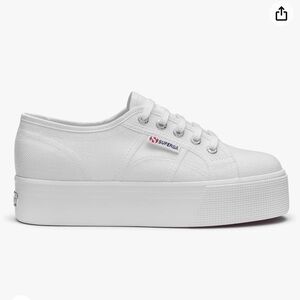 White Platform Low Top Supergas